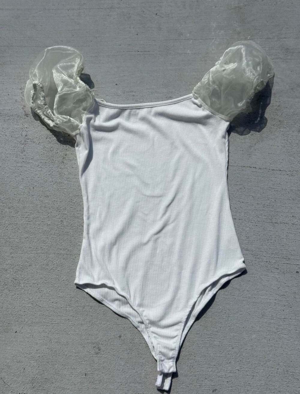 Altar'd State White Puff Sleeve Bodysuit Size S